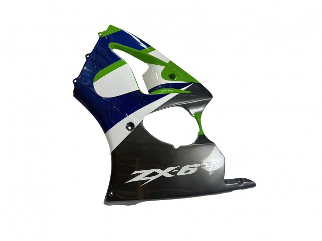 Green White Blue Silver Glossy Black 1998-1999 Kawasaki ZX6R Motorcycle Fairings