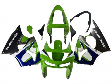 Green White Blue Silver Glossy Black 1998-1999 Kawasaki ZX6R Motorcycle Fairings