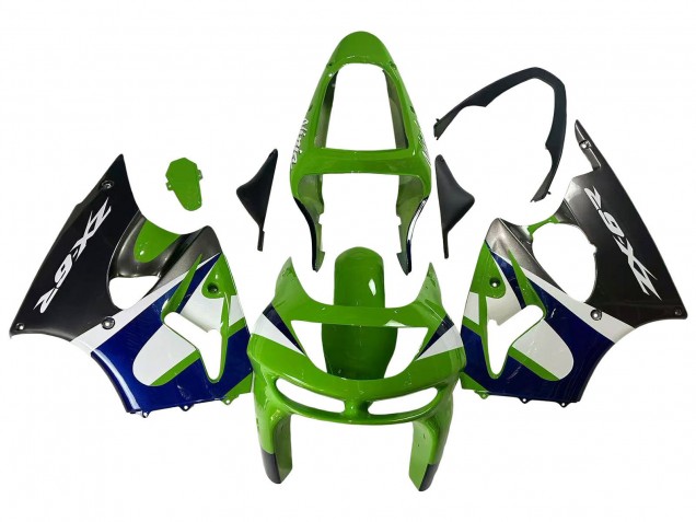 Green White Blue Silver Glossy Black 1998-1999 Kawasaki ZX6R Motorcycle Fairings