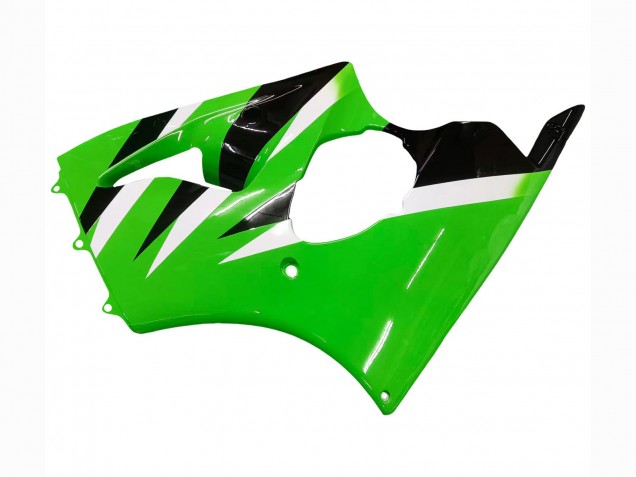 Green White Black 2000-2002 Kawasaki ZX6R Motorcycle Fairings