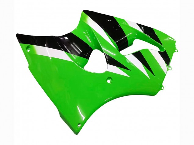 Green White Black 2000-2002 Kawasaki ZX6R Motorcycle Fairings