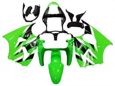 Green White Black 2000-2002 Kawasaki ZX6R Motorcycle Fairings