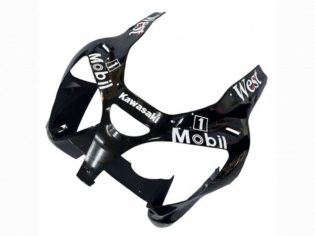 Glossy Black White West Michelin 2000-2002 Kawasaki ZX6R Motorcycle Fairings