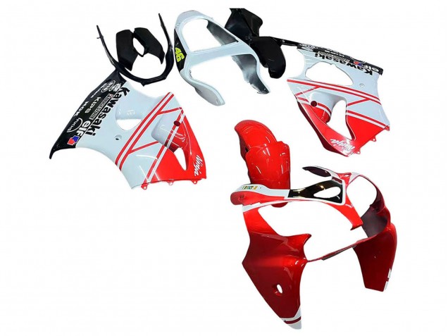 White Red Black 2000-2002 Kawasaki ZX6R Motorcycle Fairings