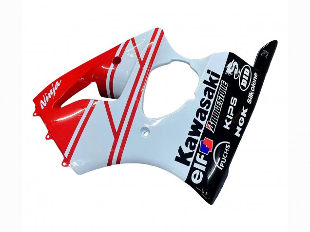White Red Black 2000-2002 Kawasaki ZX6R Motorcycle Fairings