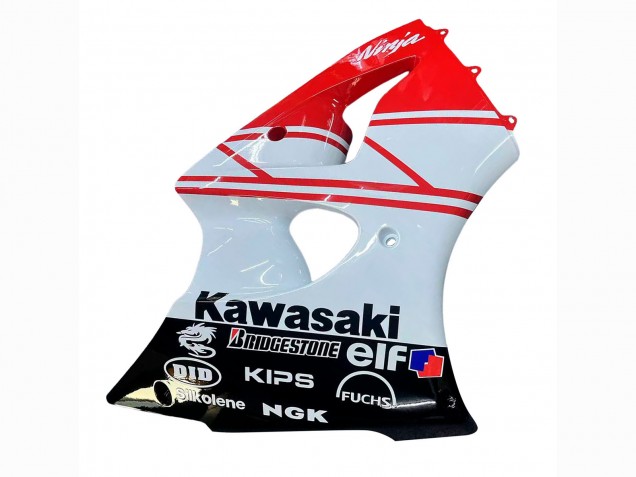 White Red Black 2000-2002 Kawasaki ZX6R Motorcycle Fairings