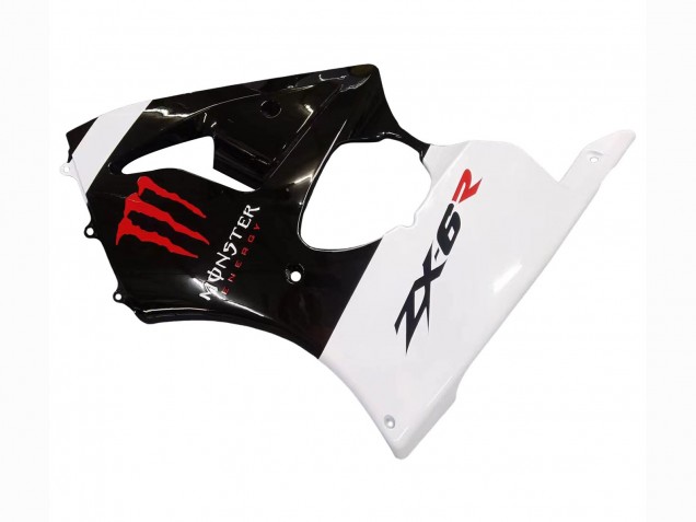 White Black Red Monster 2000-2002 Kawasaki ZX6R Motorcycle Fairings
