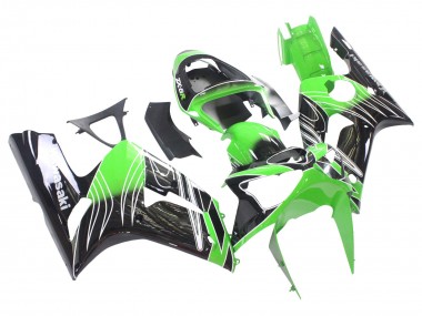 Green White Black 2003-2004 Kawasaki ZX6R Motorcycle Fairings