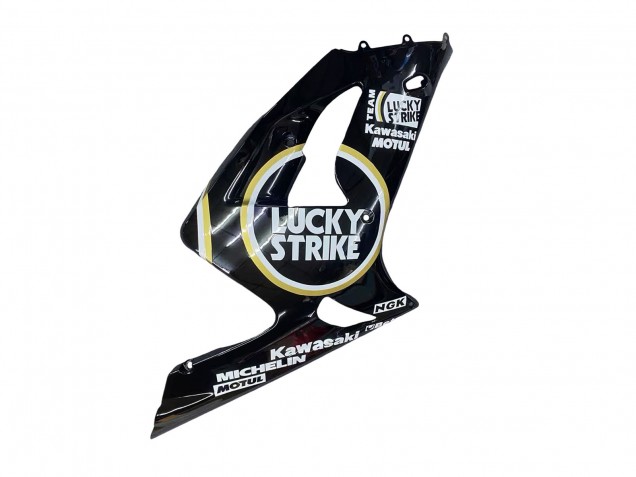 Glossy Black White Motul Lucky Strike 2003-2004 Kawasaki ZX6R Motorcycle Fairings
