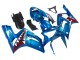 Blue White Red Shark 2003-2004 Kawasaki ZX6R Motorcycle Fairings