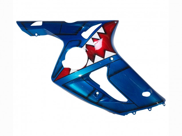 Blue White Red Shark 2003-2004 Kawasaki ZX6R Motorcycle Fairings
