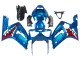 Blue White Red Shark 2003-2004 Kawasaki ZX6R Motorcycle Fairings