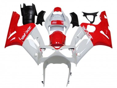 White Red 2003-2004 Kawasaki ZX6R Motorcycle Fairings