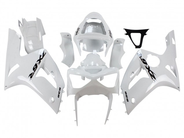 White Black Decals 2003-2004 Kawasaki ZX6R Motorcycle Fairings