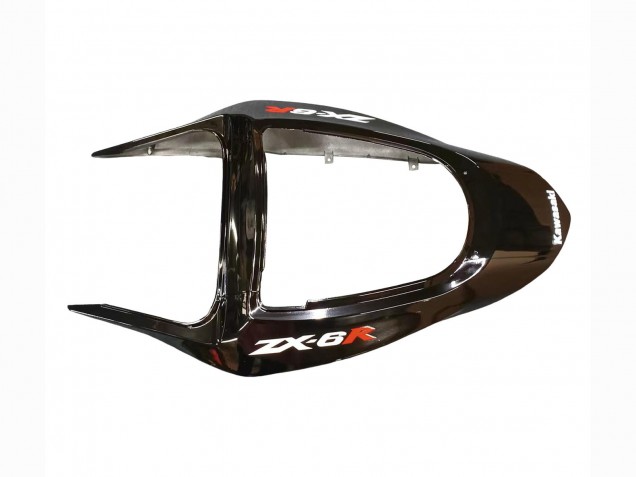 Glossy Black Red Flame 2003-2004 Kawasaki ZX6R Motorcycle Fairings