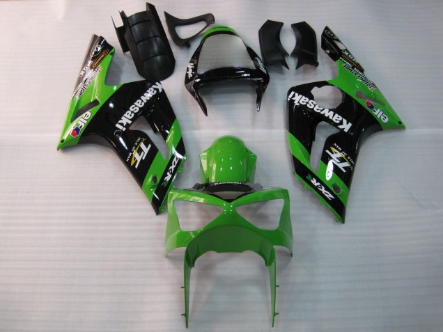 Green Black Elf Bridgestone 2003-2004 Kawasaki ZX6R Motorcycle Fairings