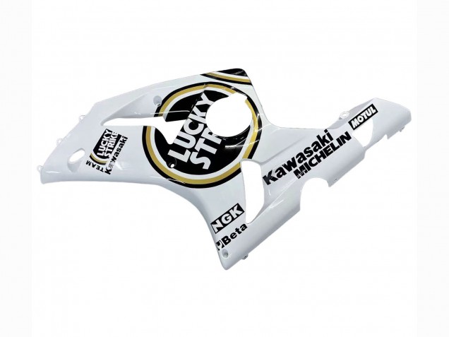 White Black Motul Lucky Strike 2003-2004 Kawasaki ZX6R Motorcycle Fairings