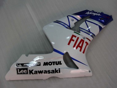 White Blue Red Fiat 2003-2004 Kawasaki ZX6R Motorcycle Fairings
