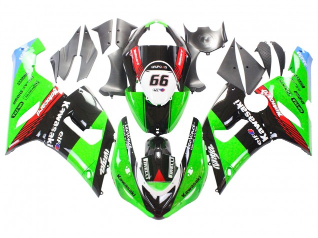 Green Red Black Elf 66 2005-2006 Kawasaki ZX6R Motorcycle Fairings