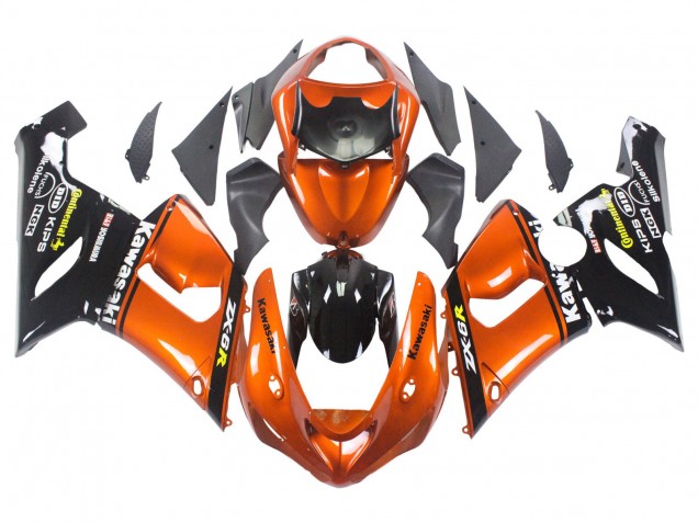Orange Black 2005-2006 Kawasaki ZX6R Motorcycle Fairing