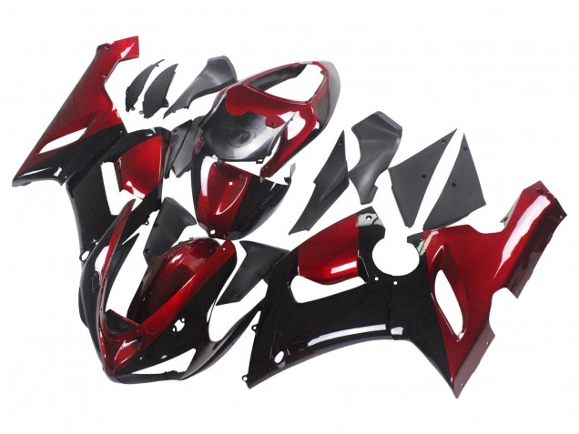 Red Glossy Black 2005-2006 Kawasaki ZX6R Motorcycle Fairing