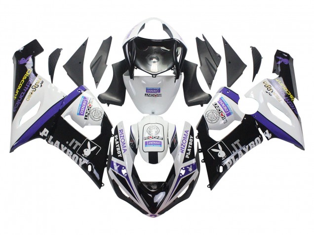 White Purple Black Rizoma Playboy DENSO 2005-2006 Kawasaki ZX6R Motorcycle Fairings