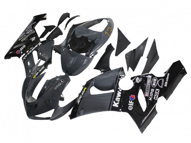 Dark Grey Black 2005-2006 Kawasaki ZX6R Motorcycle Fairings