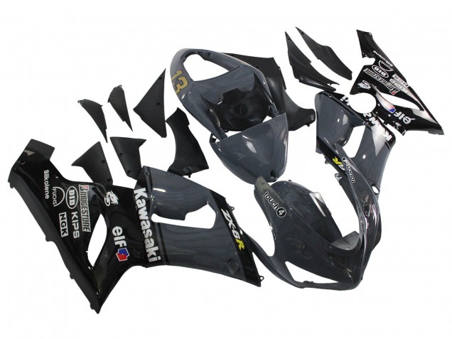 Dark Grey Black 2005-2006 Kawasaki ZX6R Motorcycle Fairings