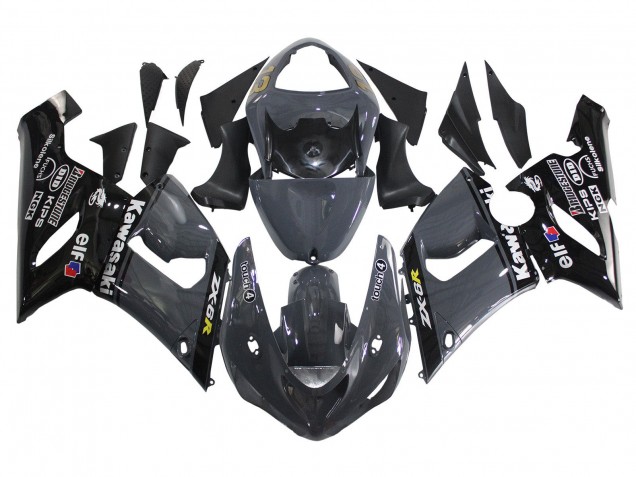 Dark Grey Black 2005-2006 Kawasaki ZX6R Motorcycle Fairings