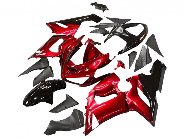 Red Black 2005-2006 Kawasaki ZX6R Motorcycle Fairings