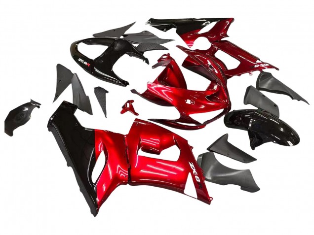 Red Black 2005-2006 Kawasaki ZX6R Motorcycle Fairings
