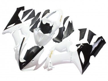 White Black Gold Ninja 2005-2006 Kawasaki ZX6R Motorcycle Fairings