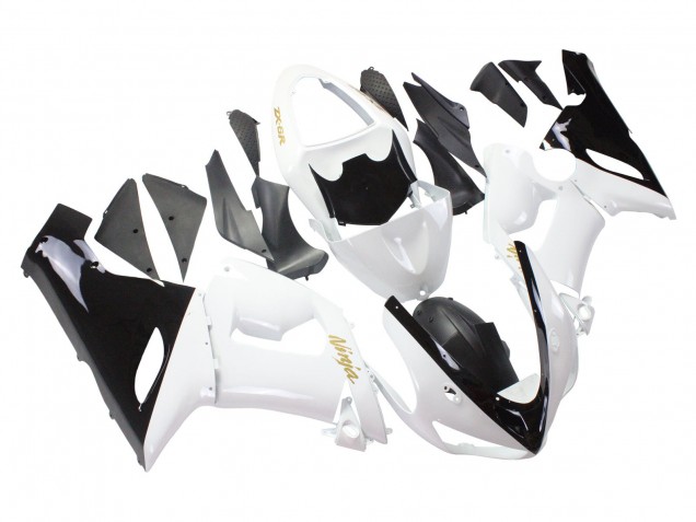 White Black Gold Ninja 2005-2006 Kawasaki ZX6R Motorcycle Fairings