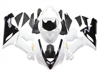 White Black Gold Ninja 2005-2006 Kawasaki ZX6R Motorcycle Fairings