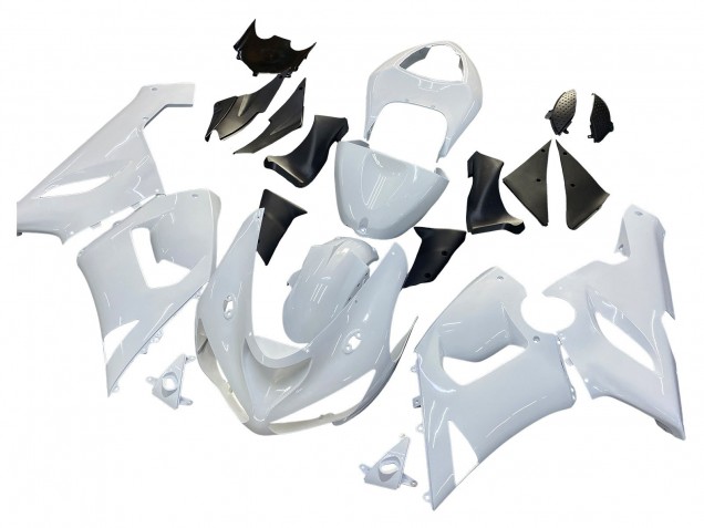 White 2005-2006 Kawasaki ZX6R Motorcycle Fairings