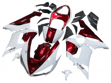 White Red 2005-2006 Kawasaki ZX6R Motorcycle Fairings