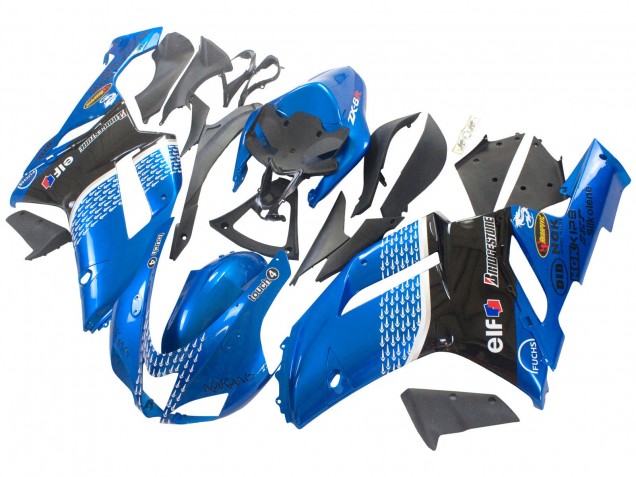 Black Blue Elf 2007-2008 Kawasaki ZX6R Motorcycle Fairings