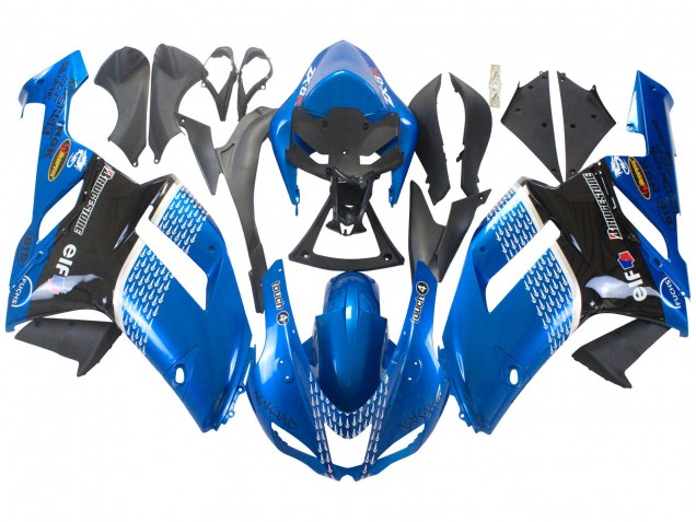 Black Blue Elf 2007-2008 Kawasaki ZX6R Motorcycle Fairings