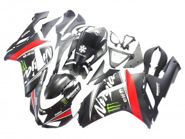 Black White Red with White Snow Decal Ninja Elf 2007-2008 Kawasaki ZX6R Motorcycle Fairings