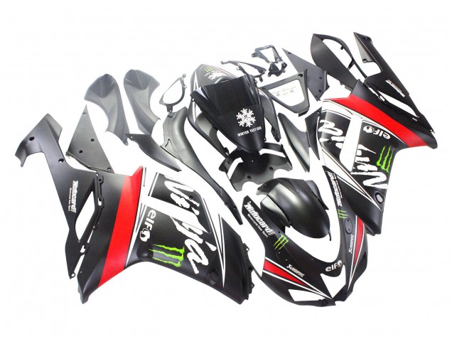 Black White Red with White Snow Decal Ninja Elf 2007-2008 Kawasaki ZX6R Motorcycle Fairings