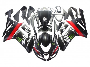 Black White Red with White Snow Decal Ninja Elf 2007-2008 Kawasaki ZX6R Motorcycle Fairings