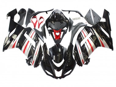 Black Silver Red Ninja 2007-2008 Kawasaki ZX6R Motorcycle Fairings