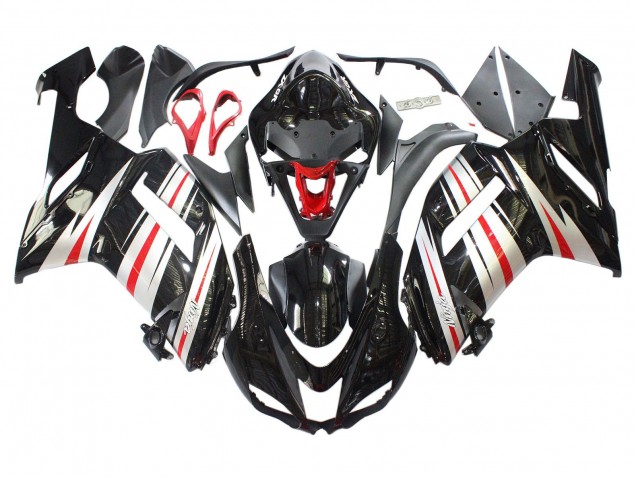 Black Silver Red Ninja 2007-2008 Kawasaki ZX6R Motorcycle Fairings