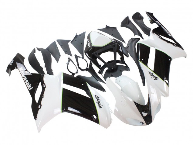 Black White Ninja 2007-2008 Kawasaki ZX6R Motorcycle Fairings