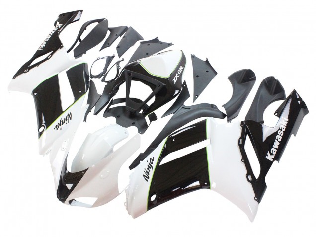 Black White Ninja 2007-2008 Kawasaki ZX6R Motorcycle Fairings
