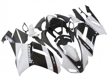 White Black 2007-2008 Kawasaki ZX6R Motorcycle Fairing