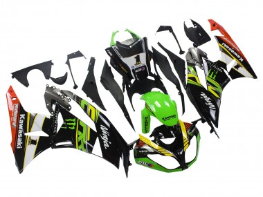 Green Glossy Black Yellow White Red Elf Monster 2009-2012 Kawasaki ZX6R Motorcycle Fairings