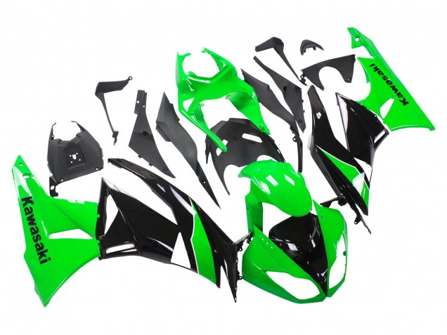Green Glossy Black 2009-2012 Kawasaki ZX6R Motorcycle Fairings