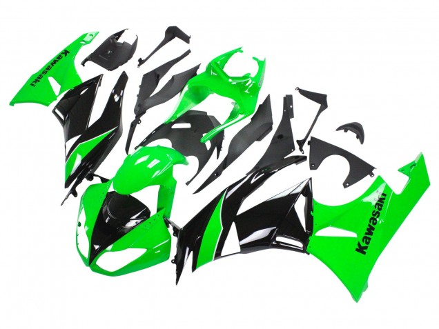 Green Glossy Black 2009-2012 Kawasaki ZX6R Motorcycle Fairings