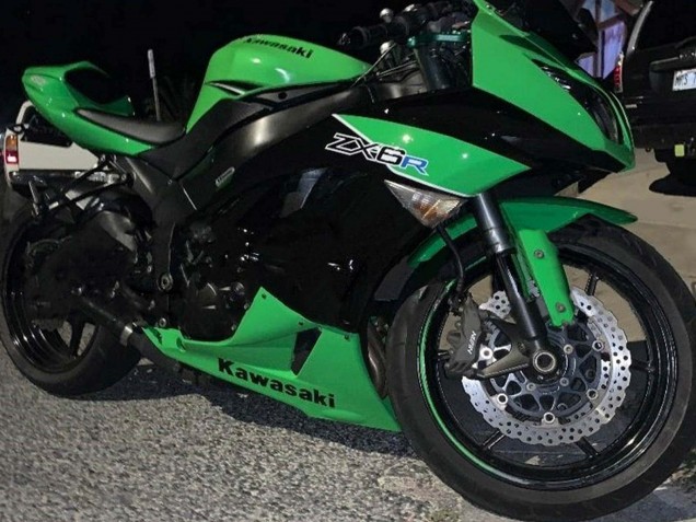 Green Glossy Black 2009-2012 Kawasaki ZX6R Motorcycle Fairings